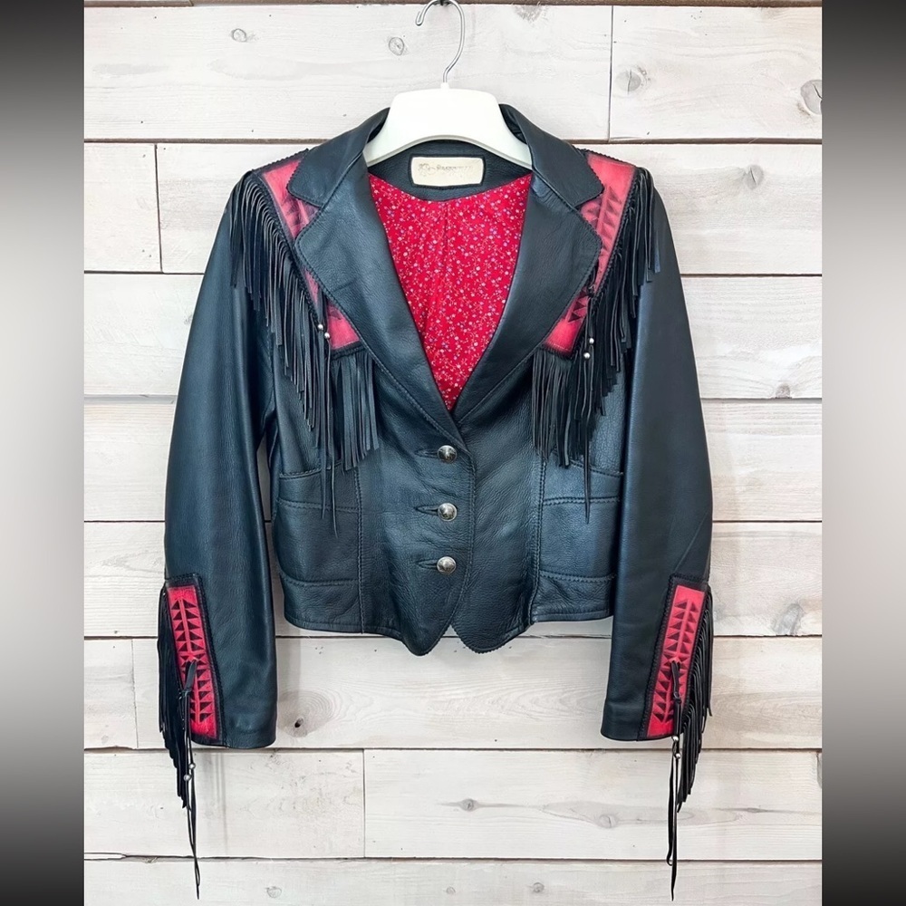 Handmade Wilderness Wayne Nashville Cowboy Leather Jacket Black Fringe sz S - Picture 5 of 12